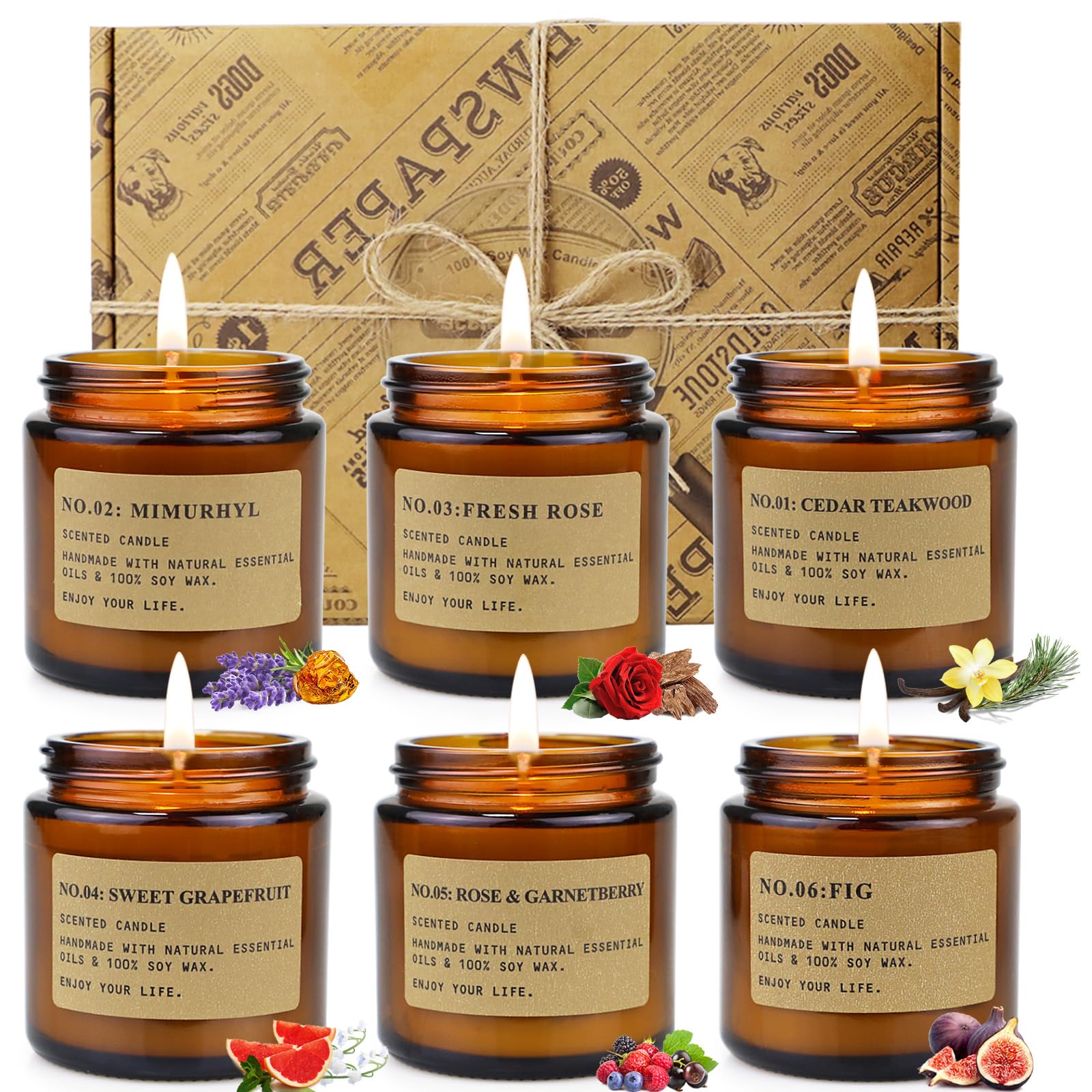 Candles for Home Scented,6Pack 3.5OZ Aromatherapy Candles for Home Decoration,Soy Wax Candle Sets,Jar Candles Gift for Women wit